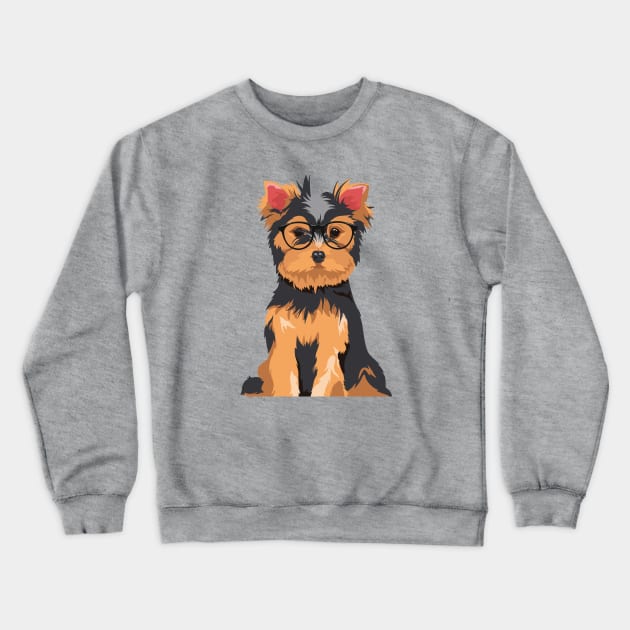 Cute Hipster Little Yorkshire Terrier T-Shirt for Dog Lovers Crewneck Sweatshirt by riin92